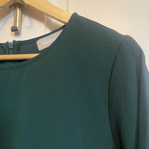 Belongsci Forest Green Bell Sleeve Tunic Dress